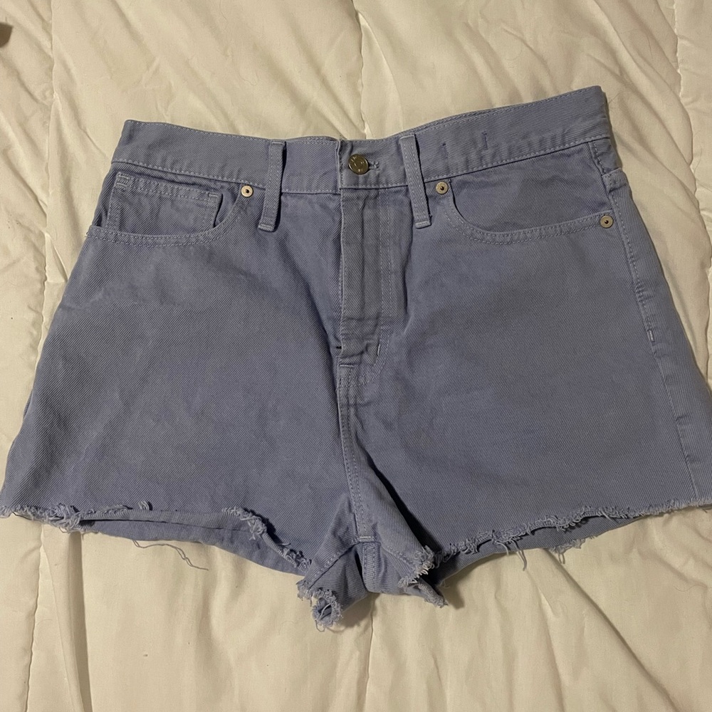 Light purple high waisted denim shorts
